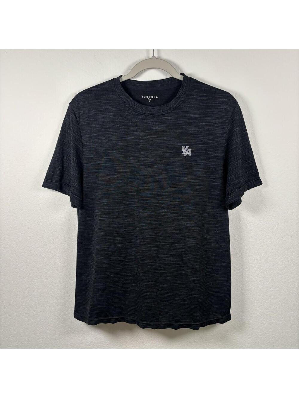 YoungLA Men's Compression Shirt Size Large Black Waist Grip Band Short Sleeve